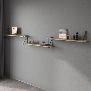 Полка с полкодержателями COFFEE SH3-ROD/BAR, дуб сонома светлый, 2380х166х392 мм